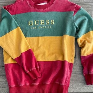 GUESS Multicolor Crewneck Sweater - Red, Green, Yellow